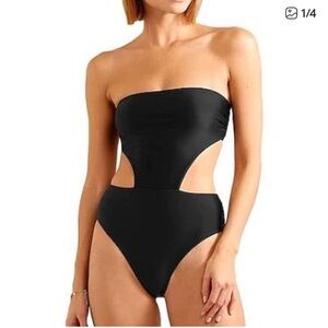 NWT ViX Paula Hermanny Maite Black One Piece Cutout Swimsuit Size Small